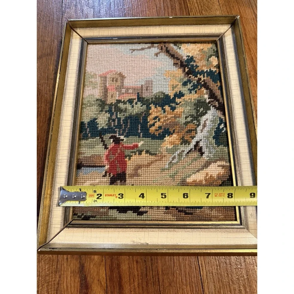 Vintage Tapestry Needlepoint Hand Stitched Old Master Completed Petit Point‎